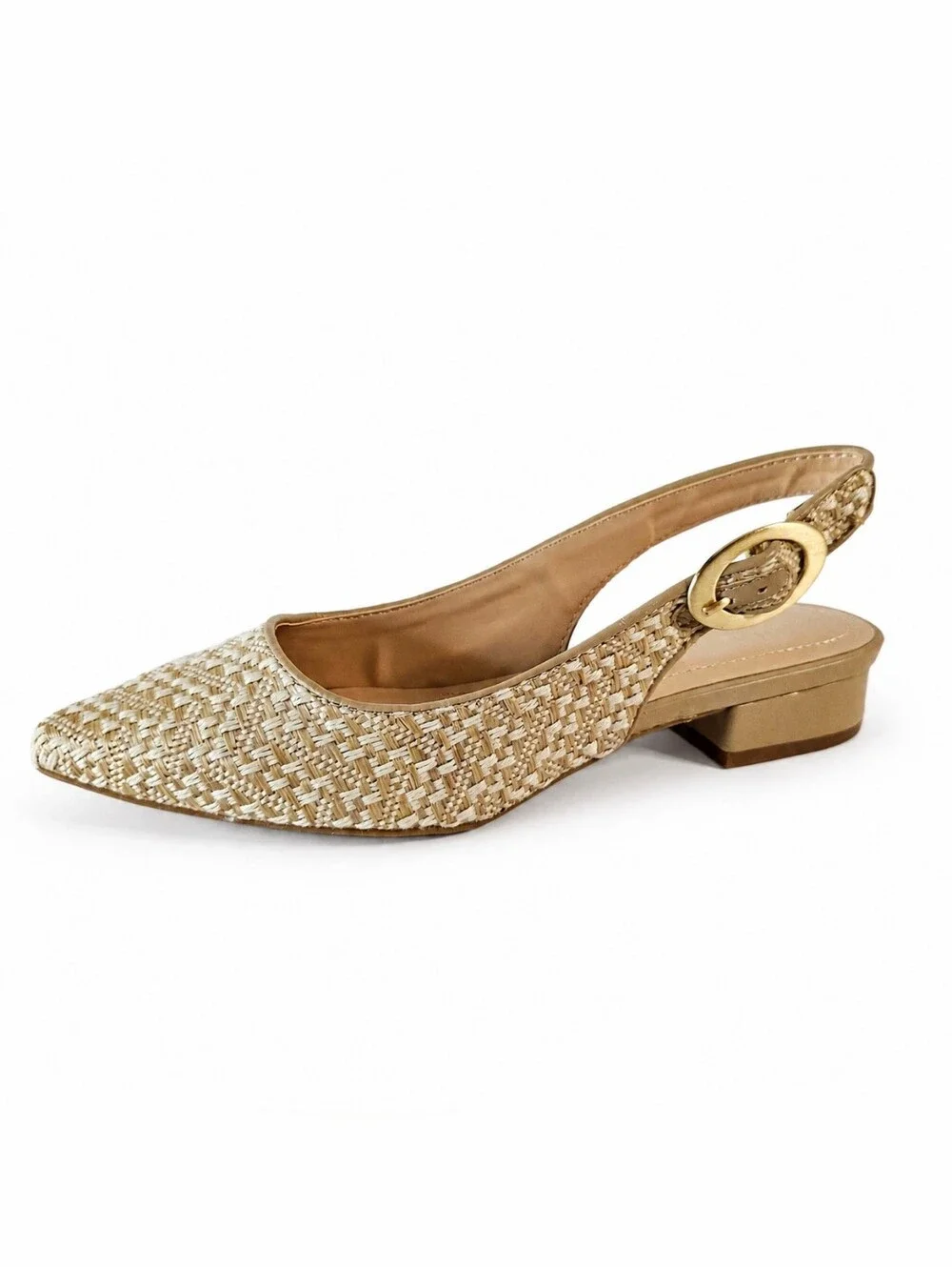 Adrienne Vittadini Papina Woven Slingback Flats 6.5 Beige Raffia Quiet Luxury